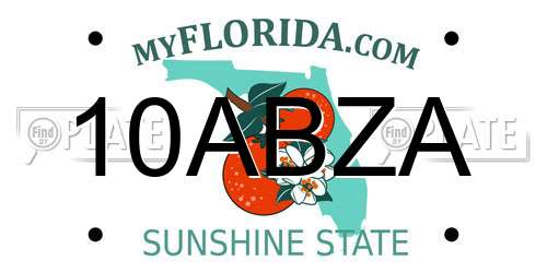 10ABZA Florida License Plate