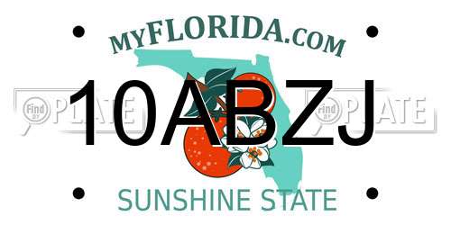10ABZJ Florida License Plate