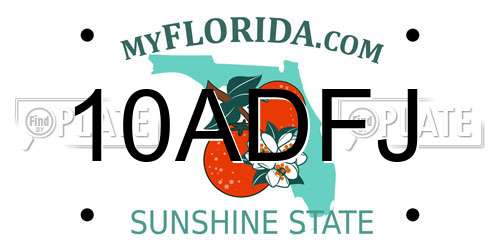 10ADFJ Florida License Plate