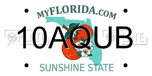 10AQUB Florida License Plate