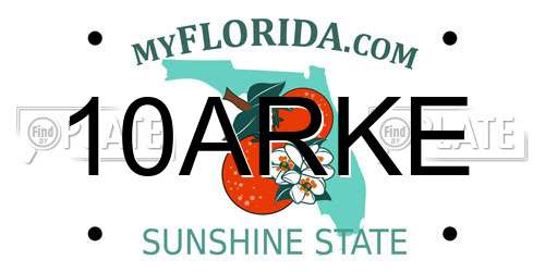 10ARKE Florida License Plate
