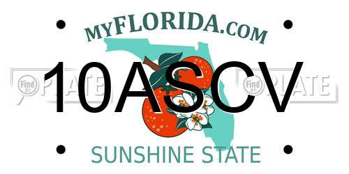 10ASCV Florida License Plate
