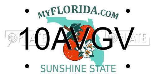 10AVGV Florida License Plate
