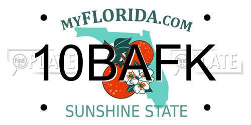 10BAFK Florida License Plate