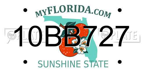 10BB727 Florida License Plate