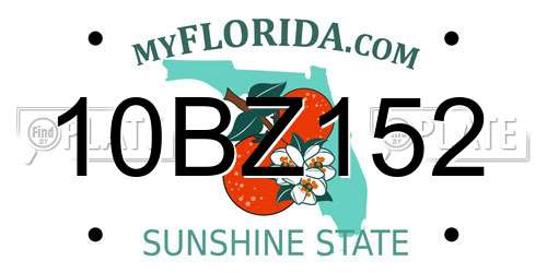 10BZ152 Florida License Plate