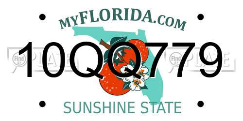 10QQ779 Florida License Plate