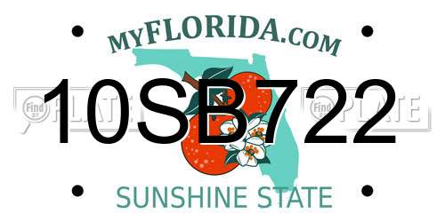 10SB722 Florida License Plate