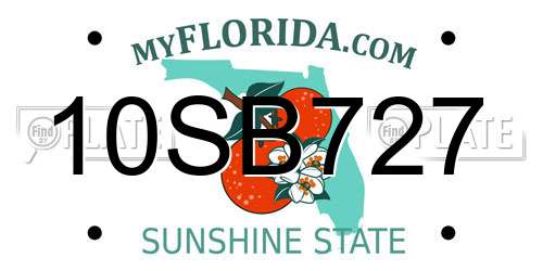 10SB727 Florida License Plate