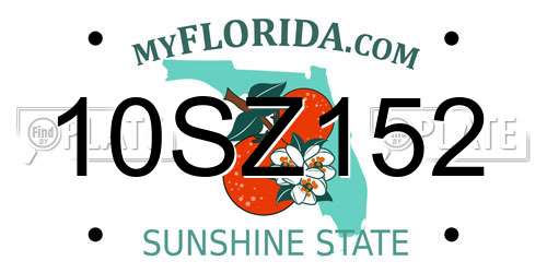 10SZ152 Florida License Plate