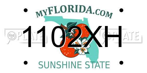 1102XH Florida License Plate