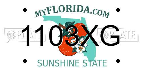 1103XG Florida License Plate