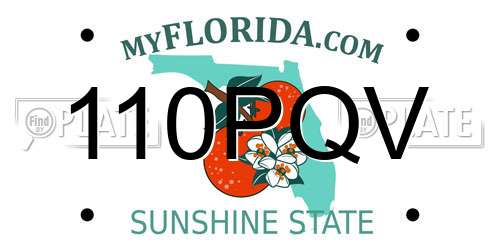 110PQV Florida License Plate