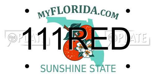 111RED Florida License Plate