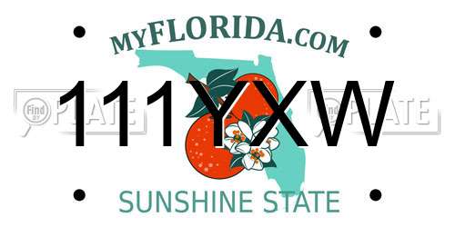 111YXW Florida License Plate