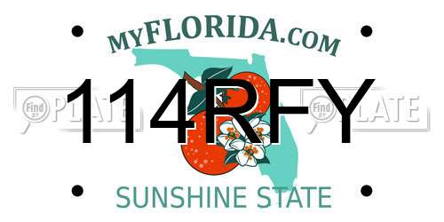114RFY Florida License Plate