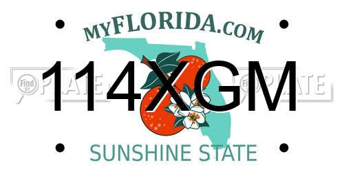 114XGM Florida License Plate