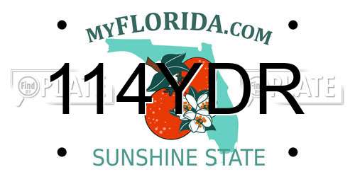 114YDR Florida License Plate
