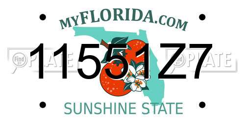 11551Z7 Florida License Plate