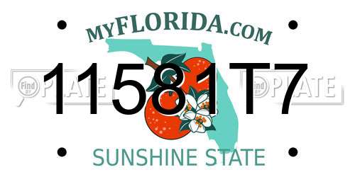 11581T7 Florida License Plate