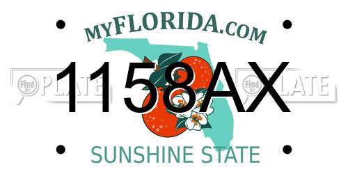 1158AX Florida License Plate