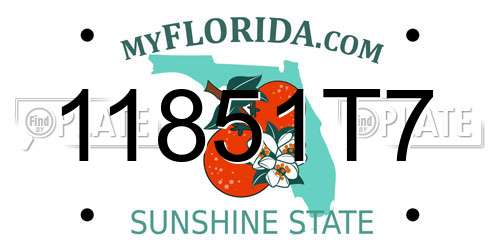 11851T7 Florida License Plate