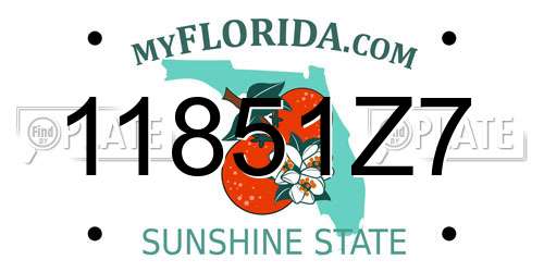 11851Z7 Florida License Plate