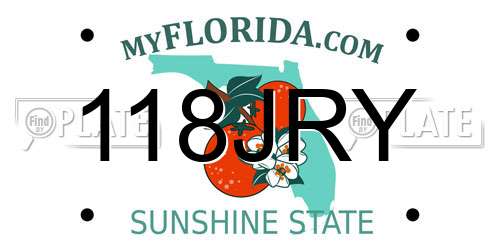 118JRY Florida License Plate