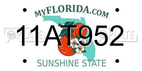 11AT952 Florida License Plate