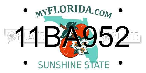 11BA952 Florida License Plate