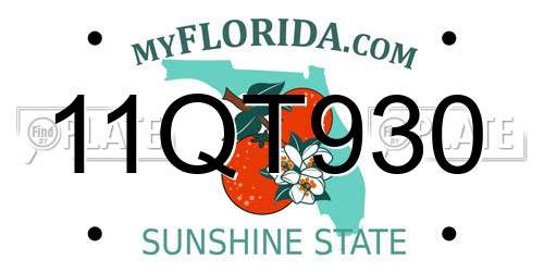 11QT930 Florida License Plate