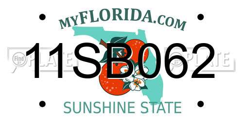 11SB062 Florida License Plate