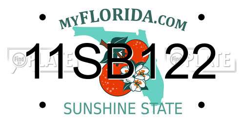 11SB122 Florida License Plate