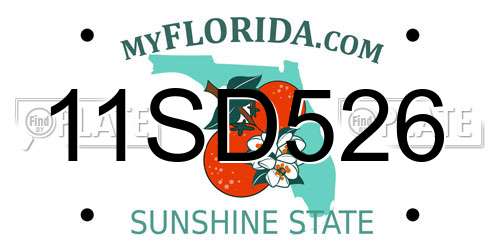 11SD526 Florida License Plate