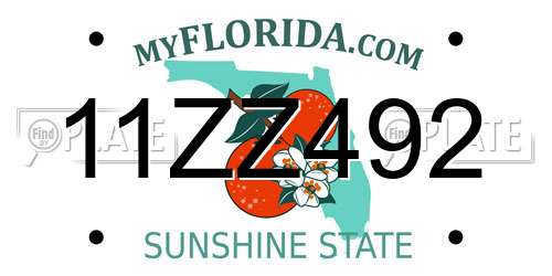 11ZZ492 Florida License Plate