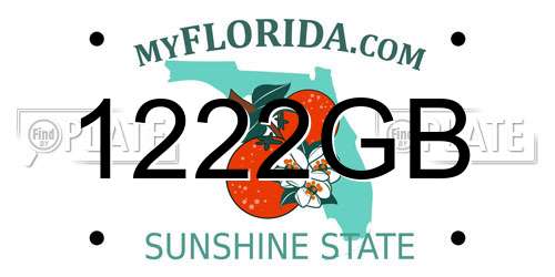 1222GB Florida License Plate