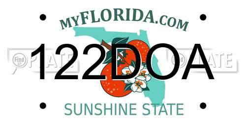 122DOA Florida License Plate