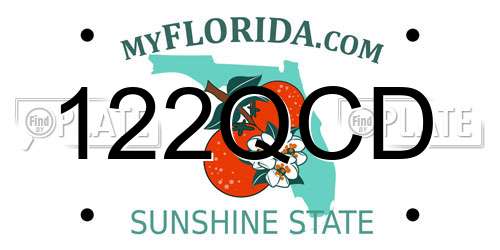 122QCD Florida License Plate