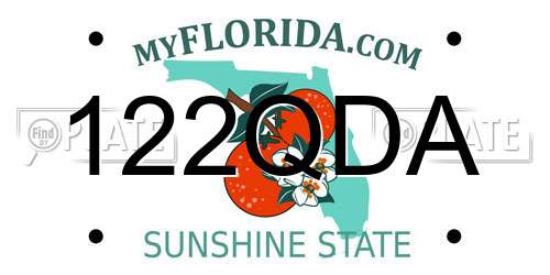 122QDA Florida License Plate