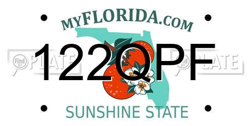 122QPF Florida License Plate