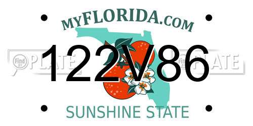 122V86 Florida License Plate