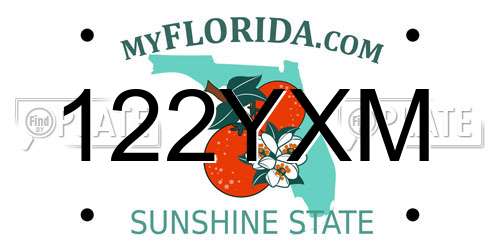 122YXM Florida License Plate