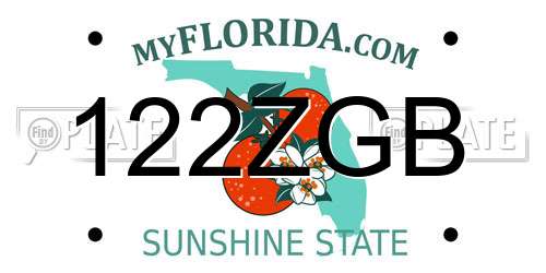122ZGB Florida License Plate