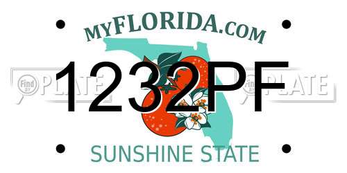 1232PF Florida License Plate