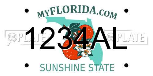 1234AL Florida License Plate