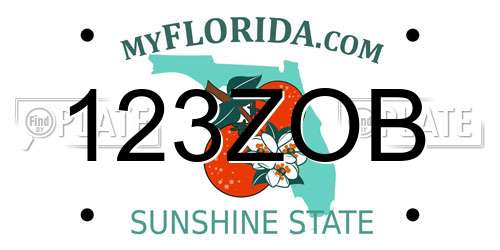 123ZOB Florida License Plate