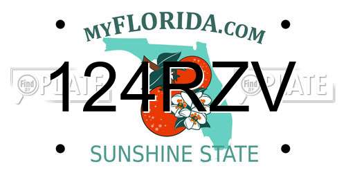 124RZV Florida License Plate