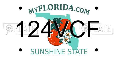 124VCF Florida License Plate
