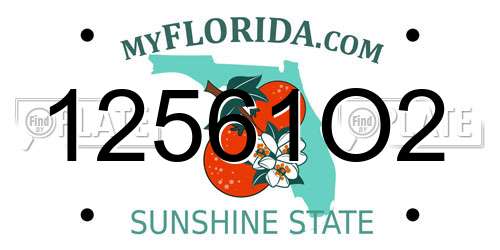 12561O2 Florida License Plate