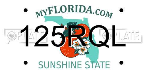 125RQL Florida License Plate